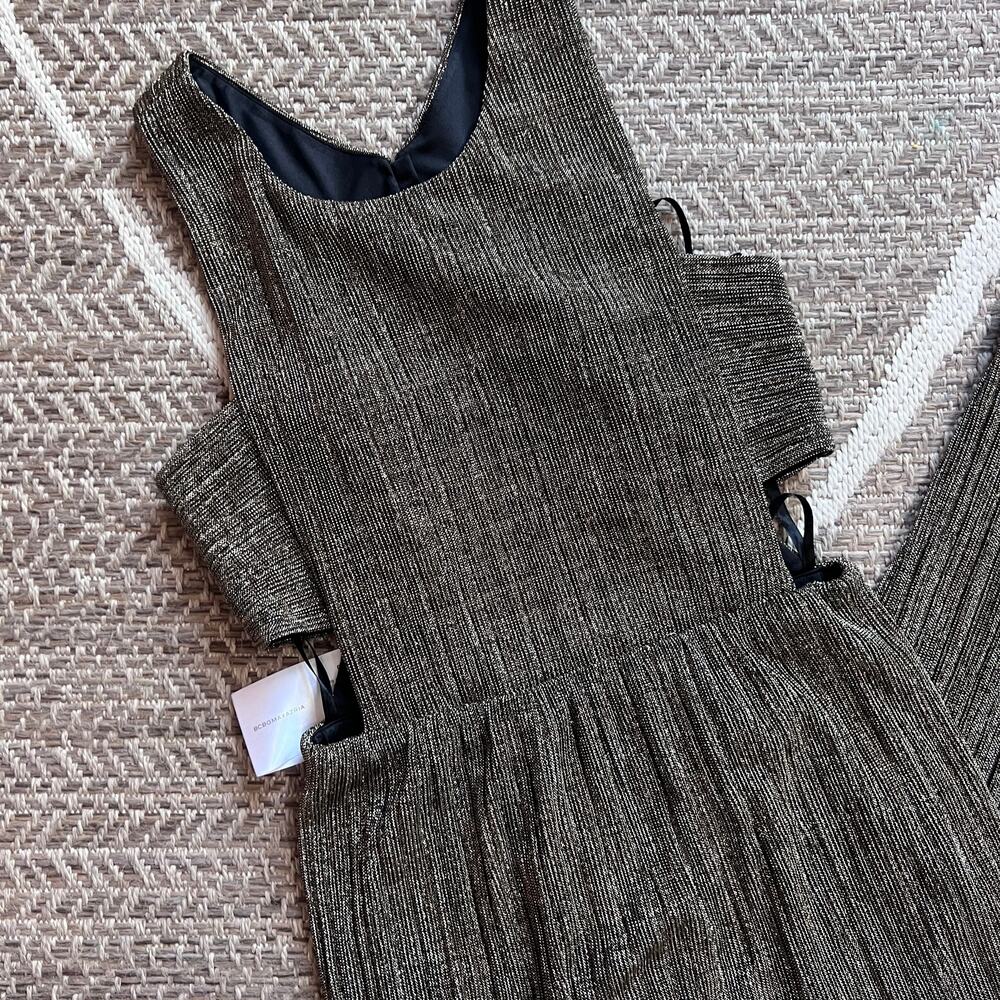 BCBGMAXAZRIA Metallic Cut out Evening Dress Sz Large - Picture 4 of 9